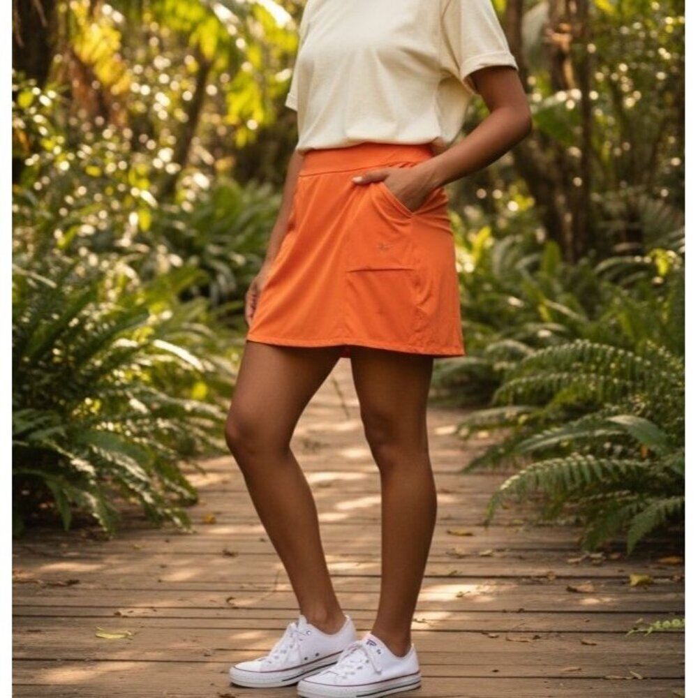 Arc’teryx Orange Roche Stretch Above Knee Skirt Pockets Womens Size Medium